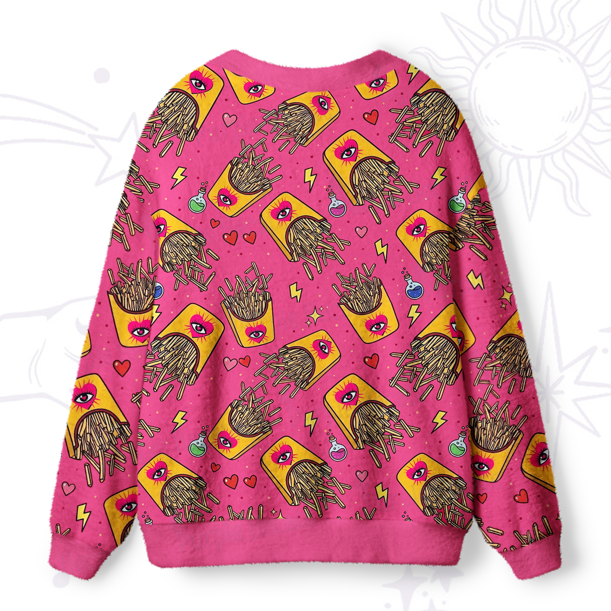 Purplehecate Magic Fries Box Ugly Cardigan Sweaters