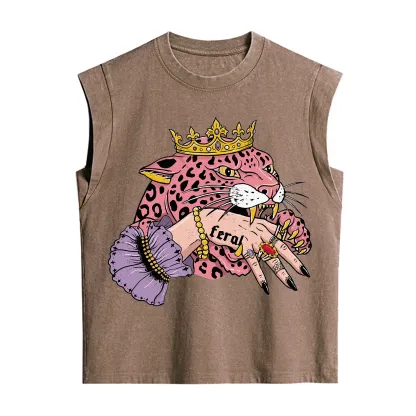 Purplehecate Feral Queen Pink Leopard Vintage Washed Tank