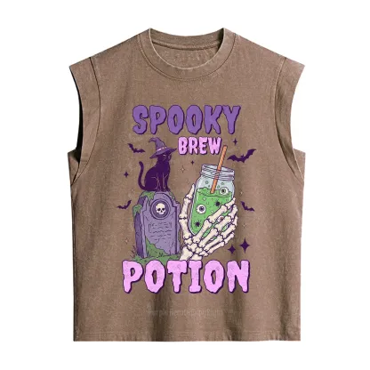 Purplehecate Spooky Brew Potion Halloween Vintage Washed Tank