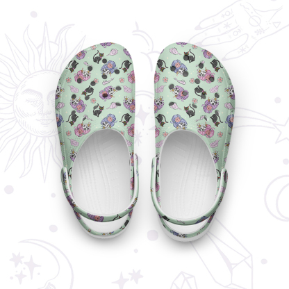 Purplehecate Magical Cat Skeleton Mom Rubber Clogs