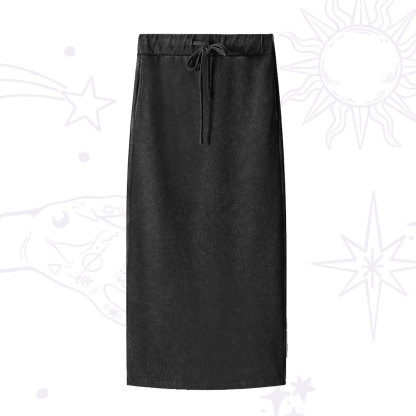 Purplehecate Washed Drawstring Long Skirt