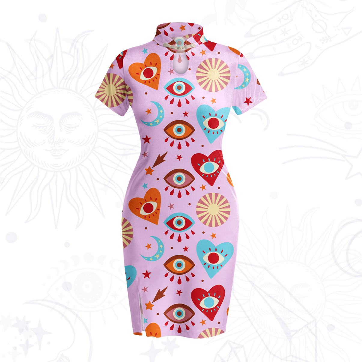 Purplehecate The Enchanted Eye of Love Velvet Bodycon Dress
