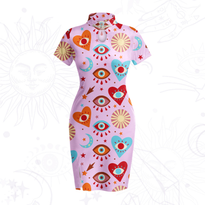 Purplehecate The Enchanted Eye of Love Velvet Bodycon Dress