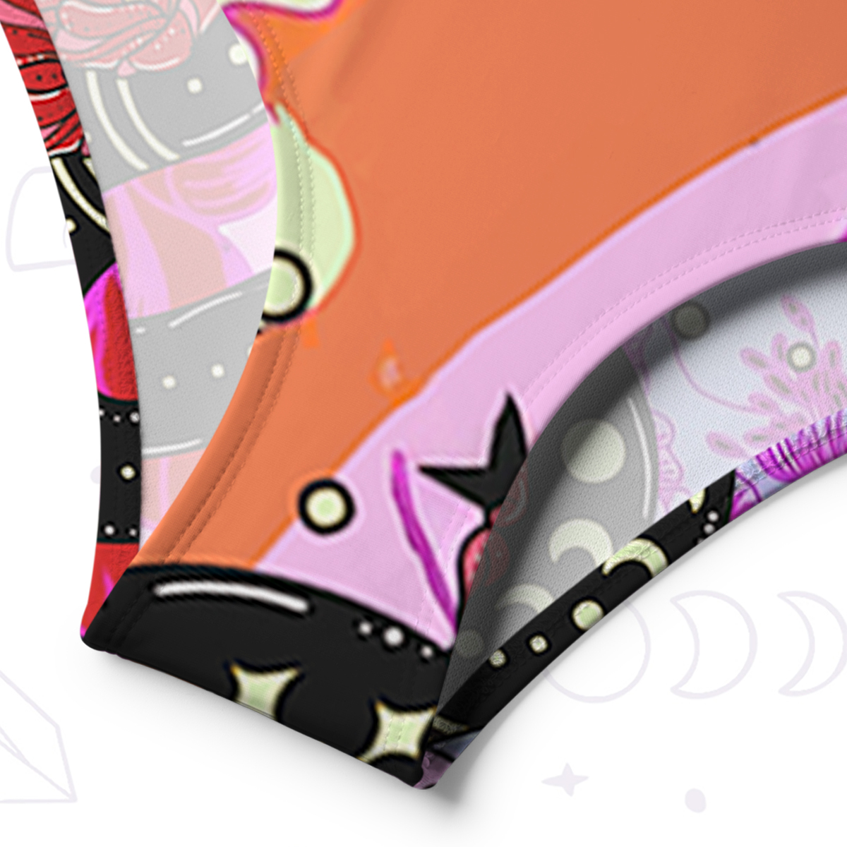 Purplehecate Enchanted Black Serpent & Floral Pattern One-Shoulder One-Piece Swimsuit