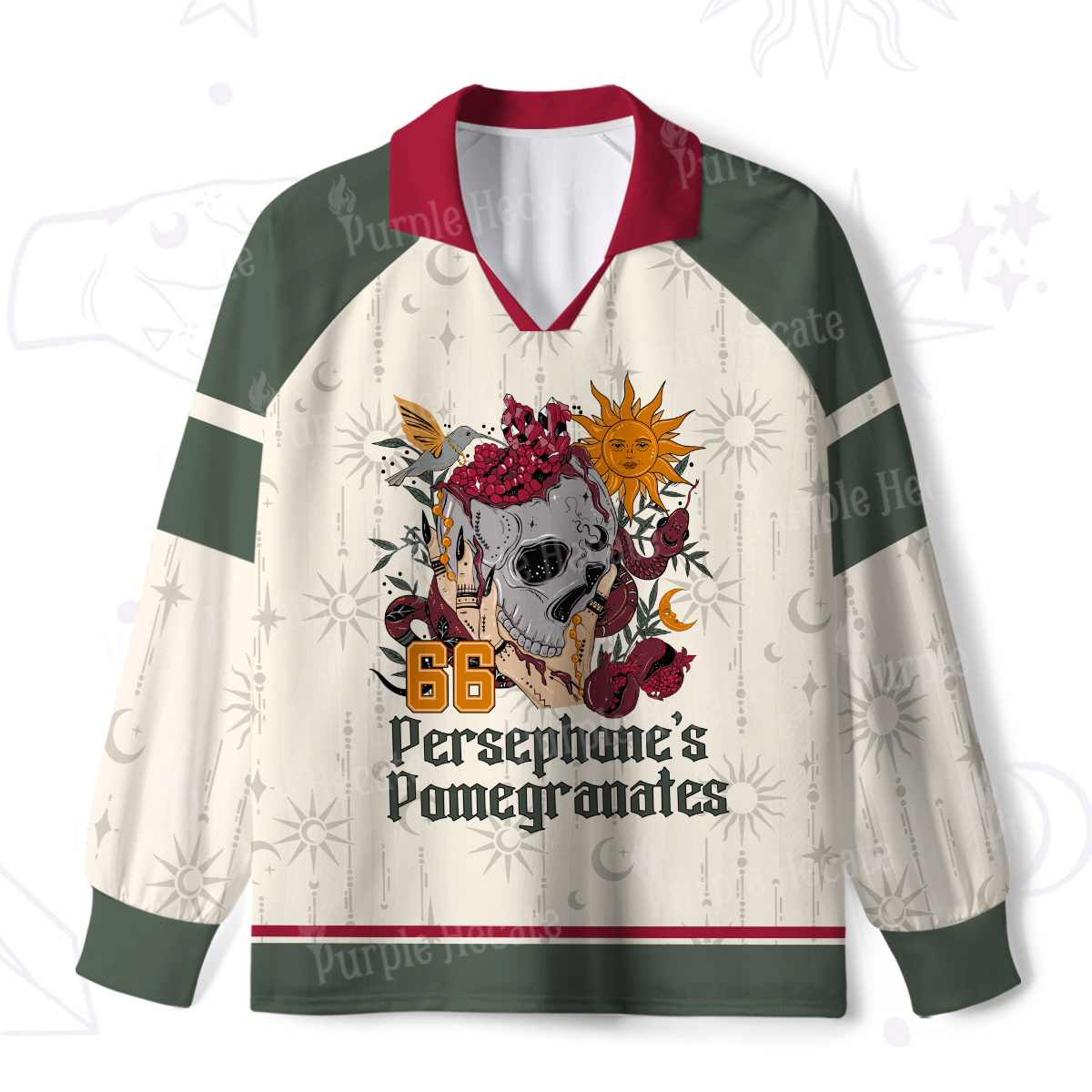 Purplehecate Persephone's Pomegranates Long Sleeve Jersey Shirt