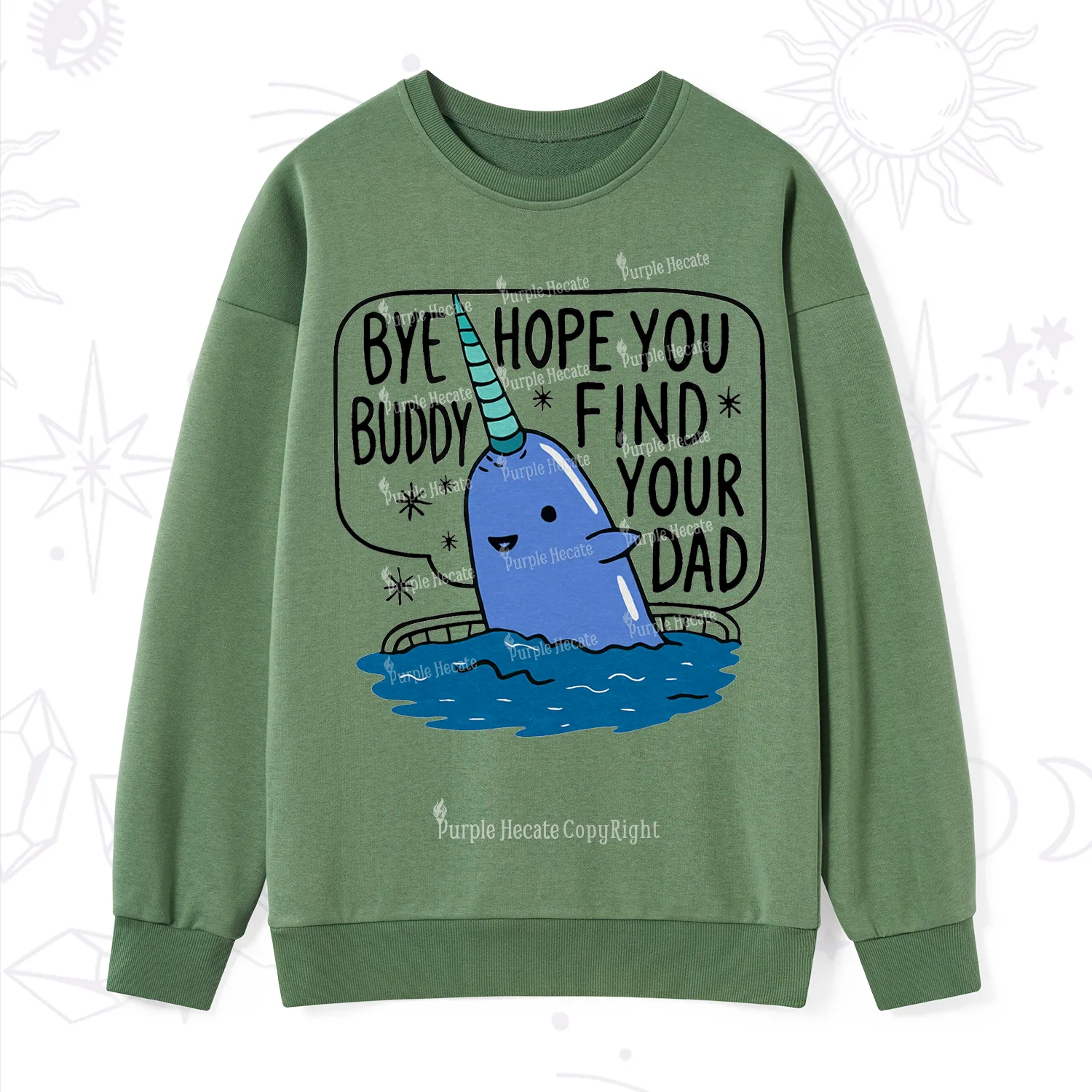 Purplehecate Good Luck Buddy Whale Christmas Sweatshirt