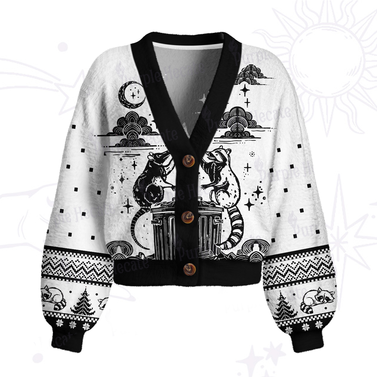 Purplehecate The Team Trash Raccoon Tarot Cardigan Sweaters