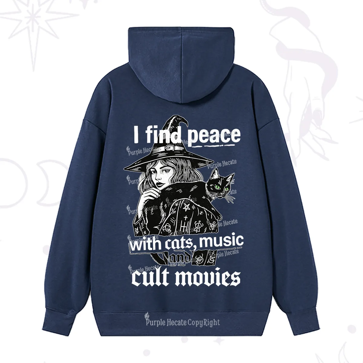 Purplehecate I Find Peace With Cats Music Cult Movies Hoodie