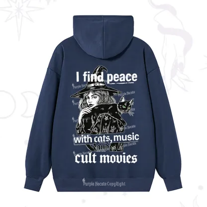 Purplehecate I Find Peace With Cats Music Cult Movies Hoodie