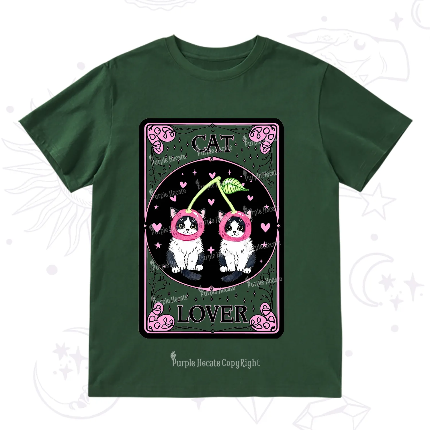 Purplehecate The Lovers Cherry Cat Tarot T-Shirt