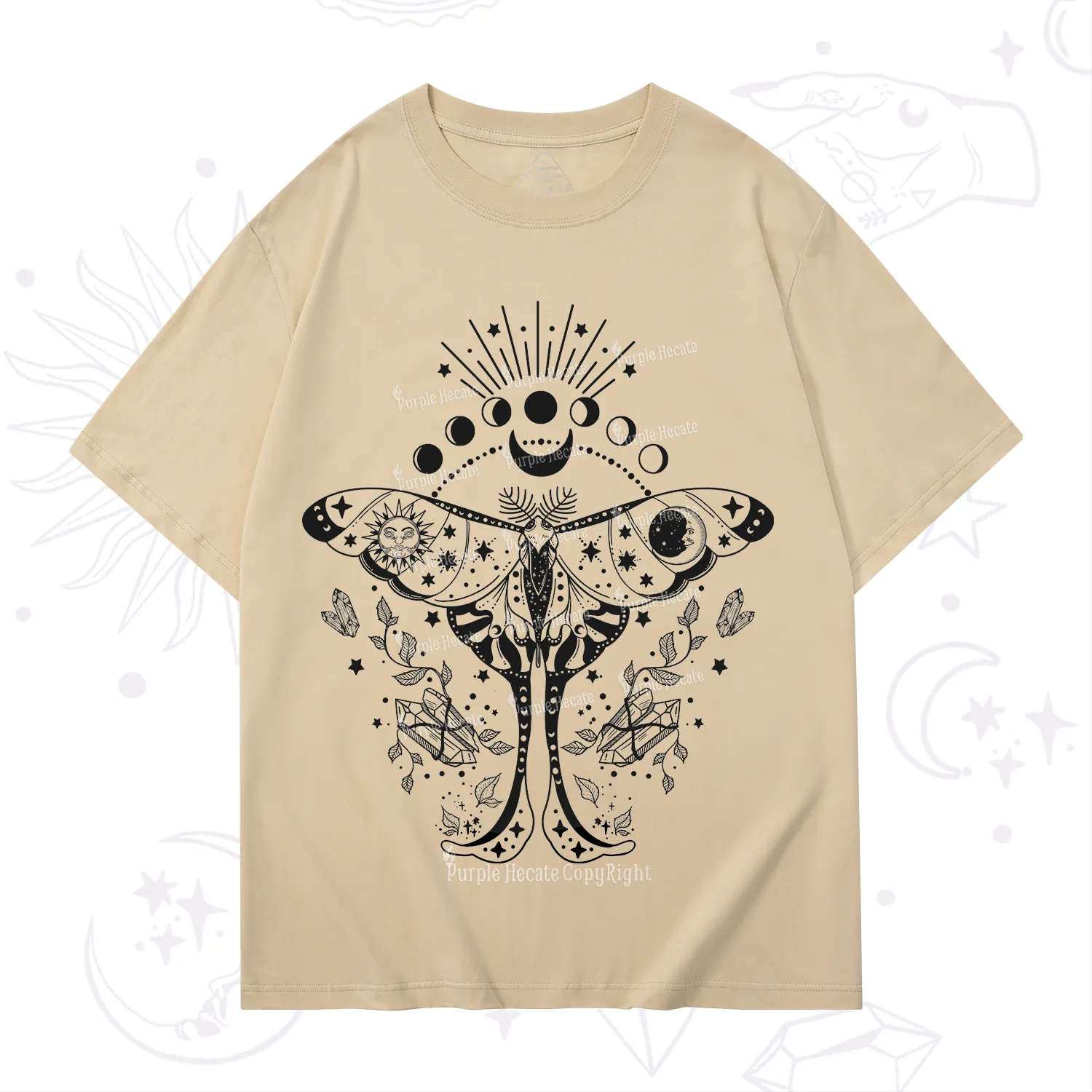 Purplehecate Moonlit Celestial Moth T-Shirt