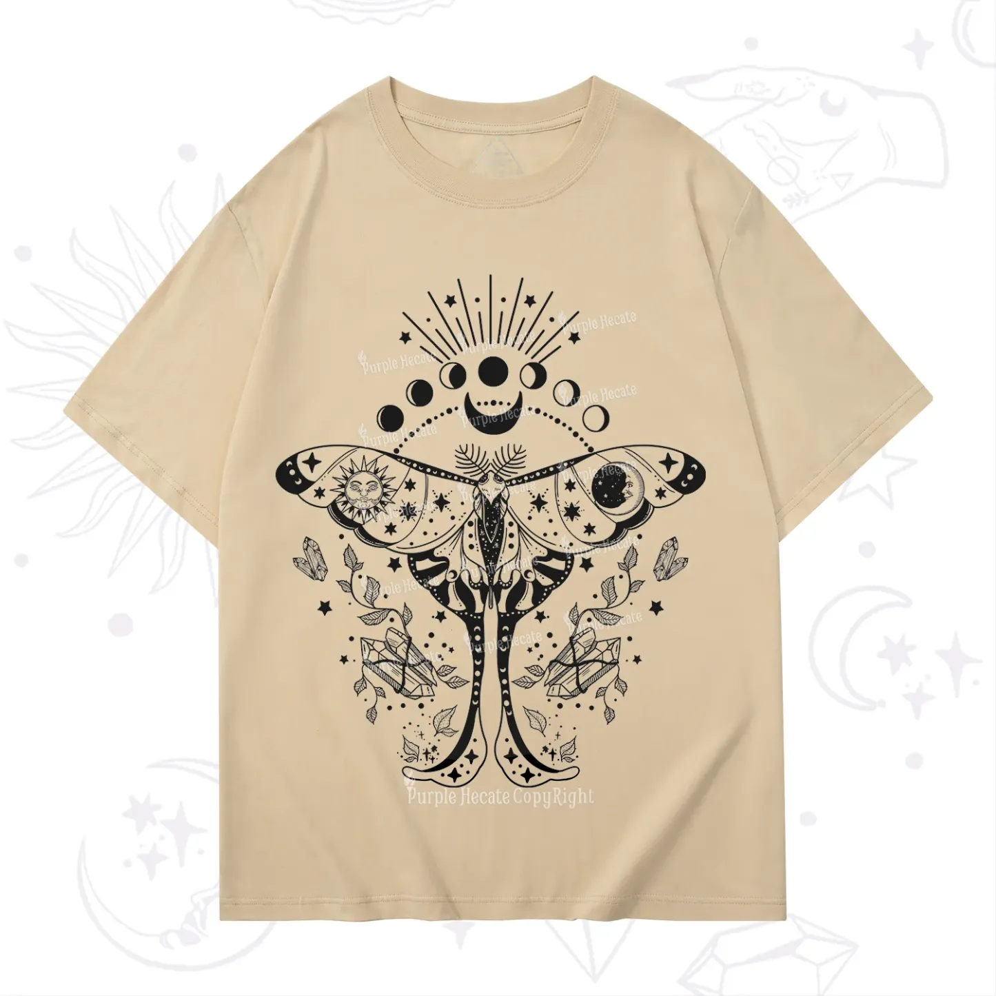 Purplehecate Moonlit Celestial Moth T-Shirt