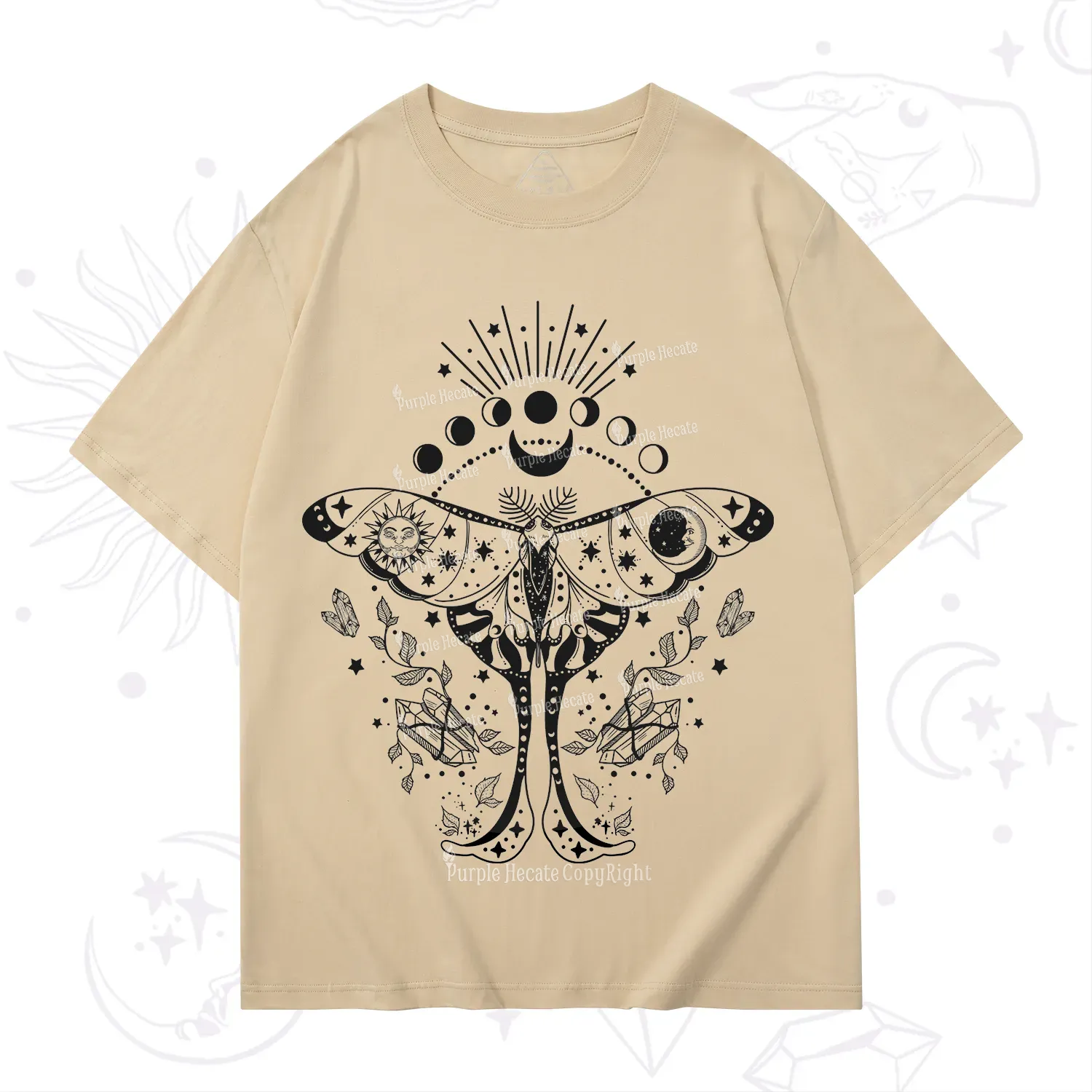 Purplehecate Moonlit Celestial Moth T-Shirt