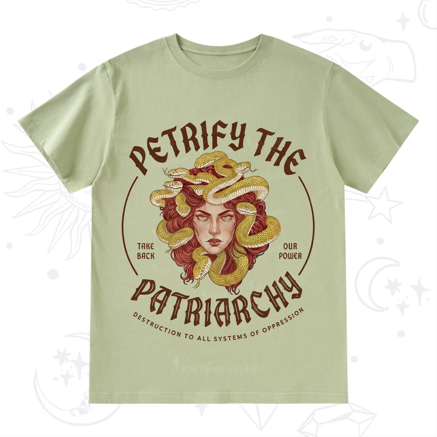 Purplehecate Petrify Patriarchy Medusa T-Shirt