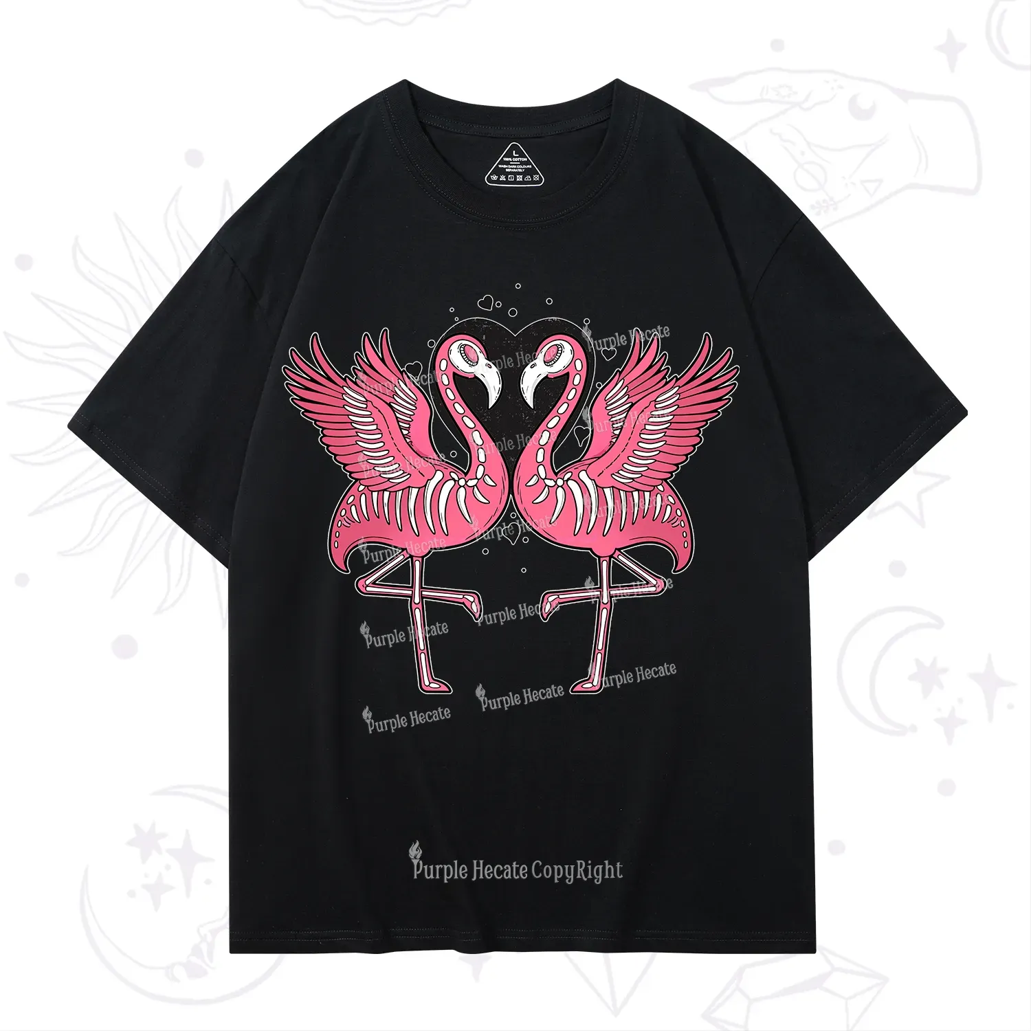 Purplehecate Witchy Pink Flamingo Skull Valentine T-Shirt