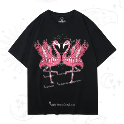 Purplehecate Witchy Pink Flamingo Skull Valentine T-Shirt