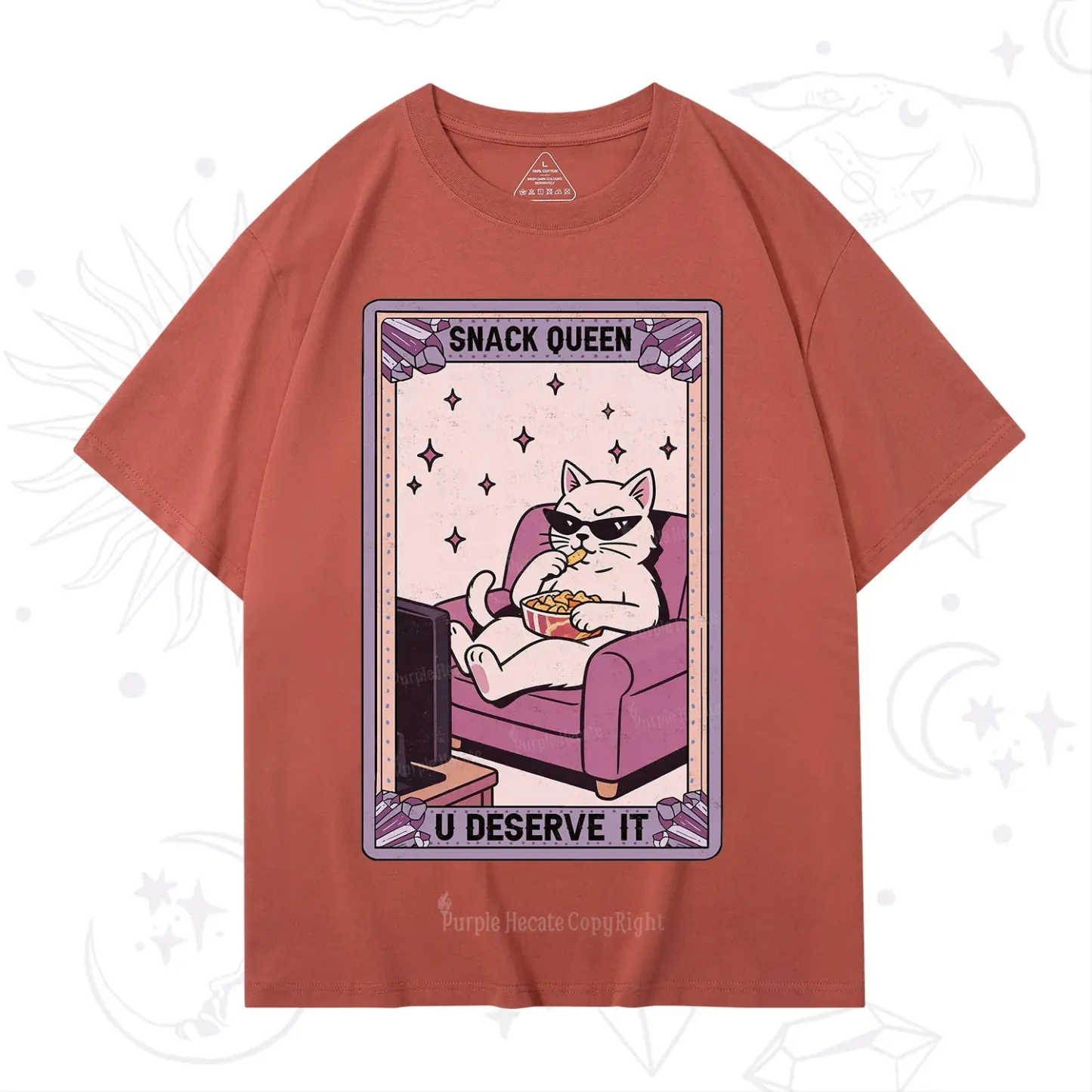 Purplehecate The Snack Queen Cat Tarot T-Shirt