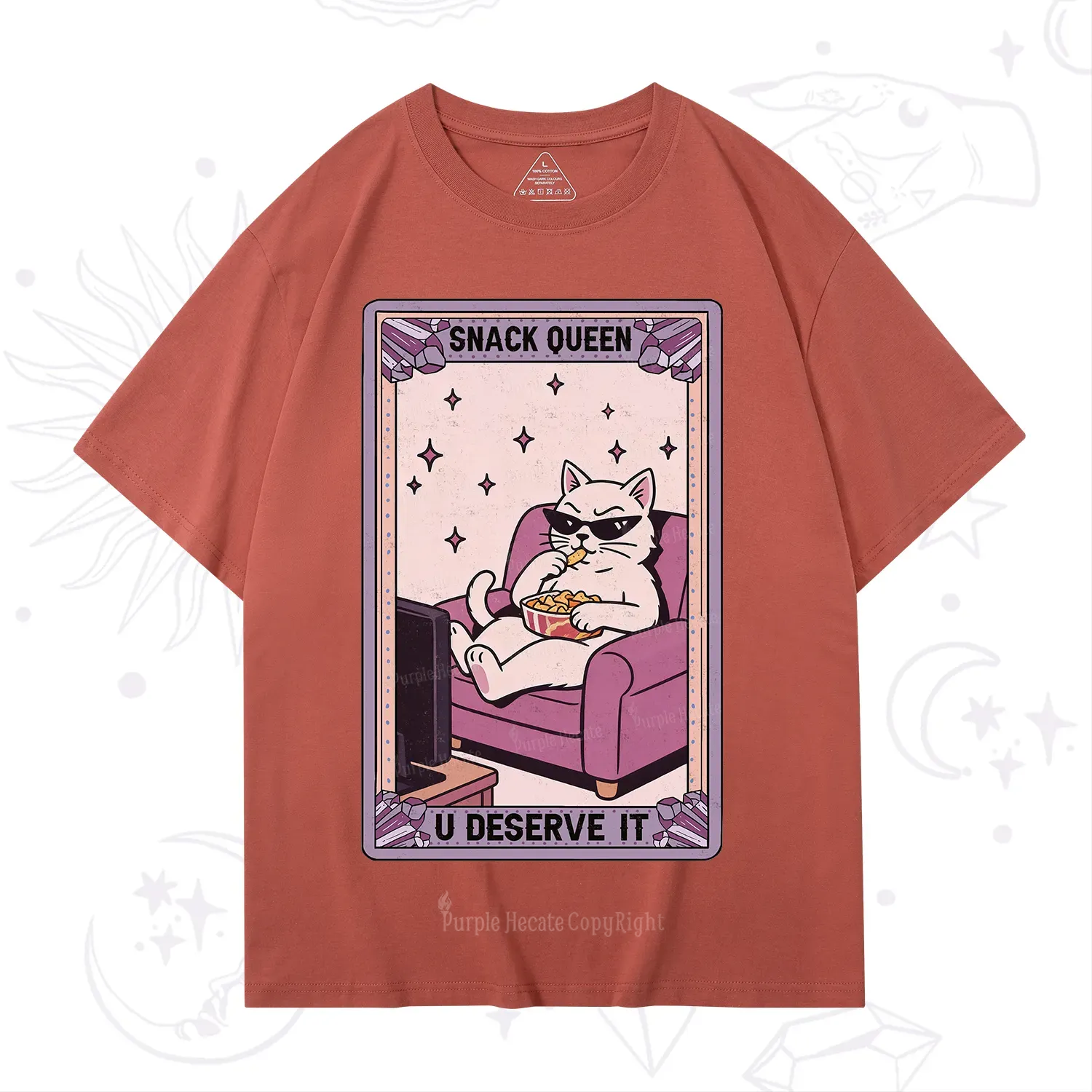 Purplehecate The Snack Queen Cat Tarot T-Shirt