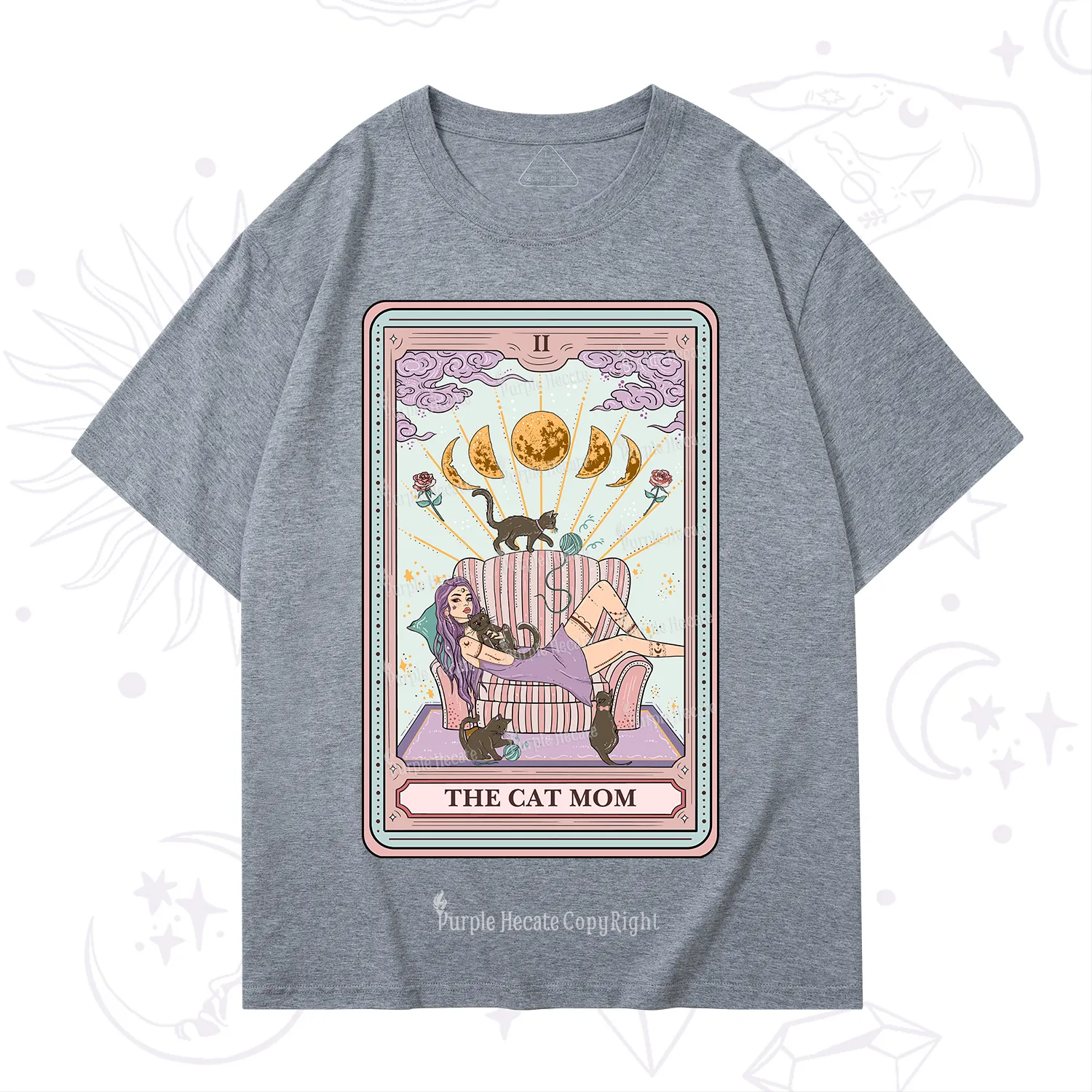 Purplehecate The Cat Mom Tarot T-Shirt
