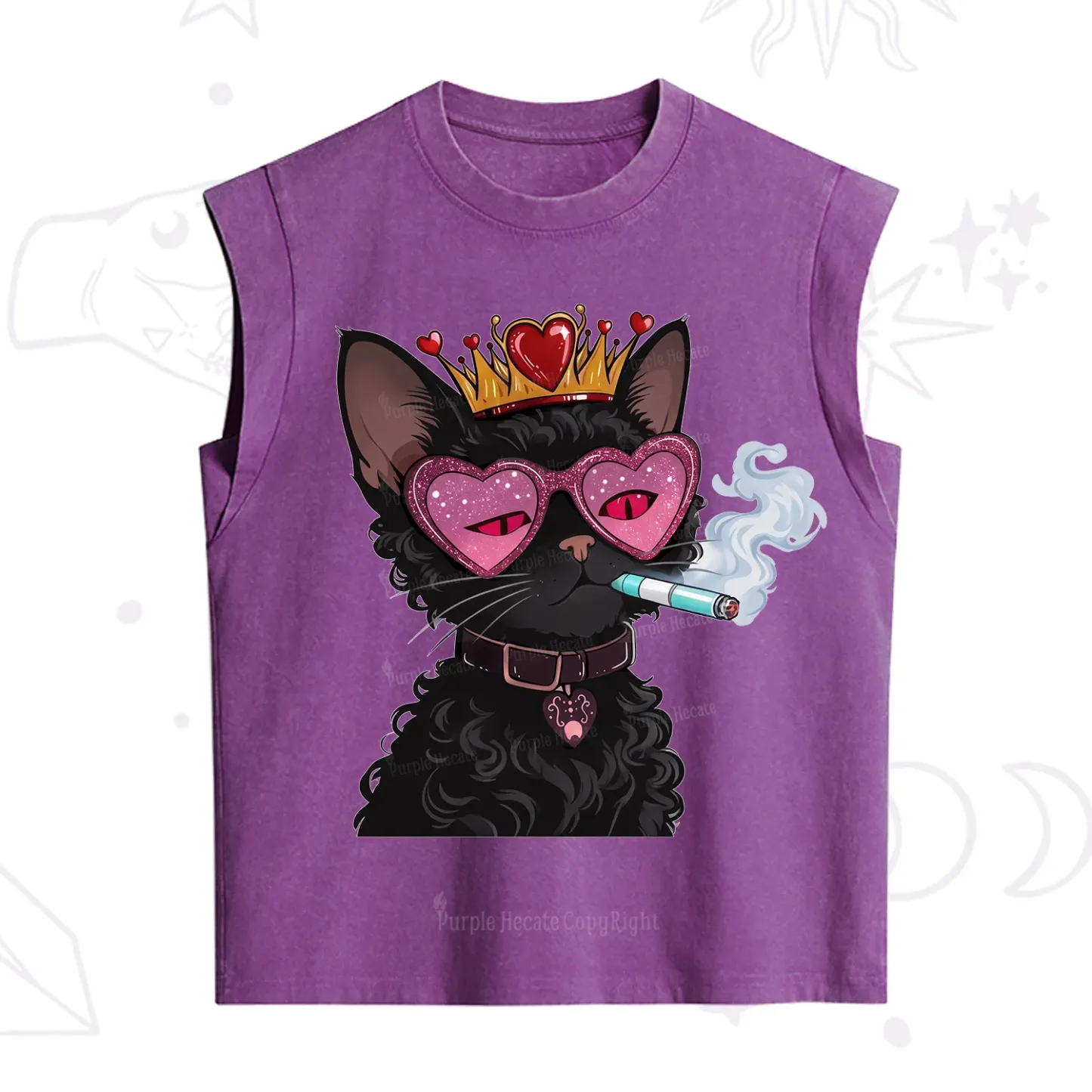 Purplehecate Join the Baddie Era Queen Cat Vintage Washed Tank