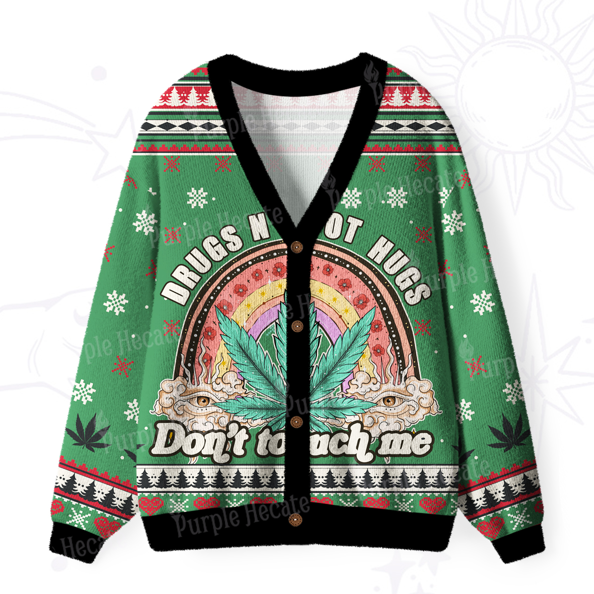Purplehecate Drugs Not Hugs Ugly Cardigan Sweaters