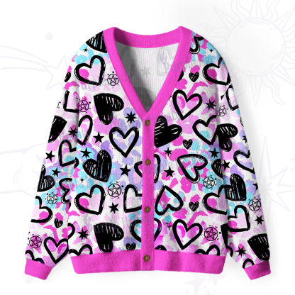 Purplehecate Heartful Magic Ugly Cardigan Sweaters
