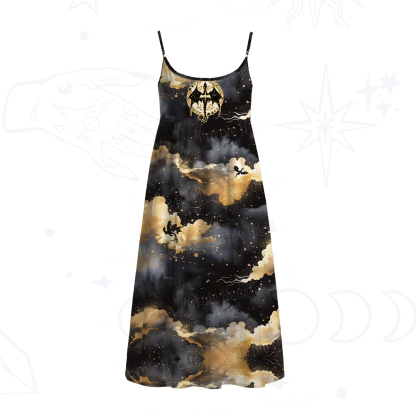 Purplehecate Celestial Dragon Night Spaghetti Strap Midi Dress