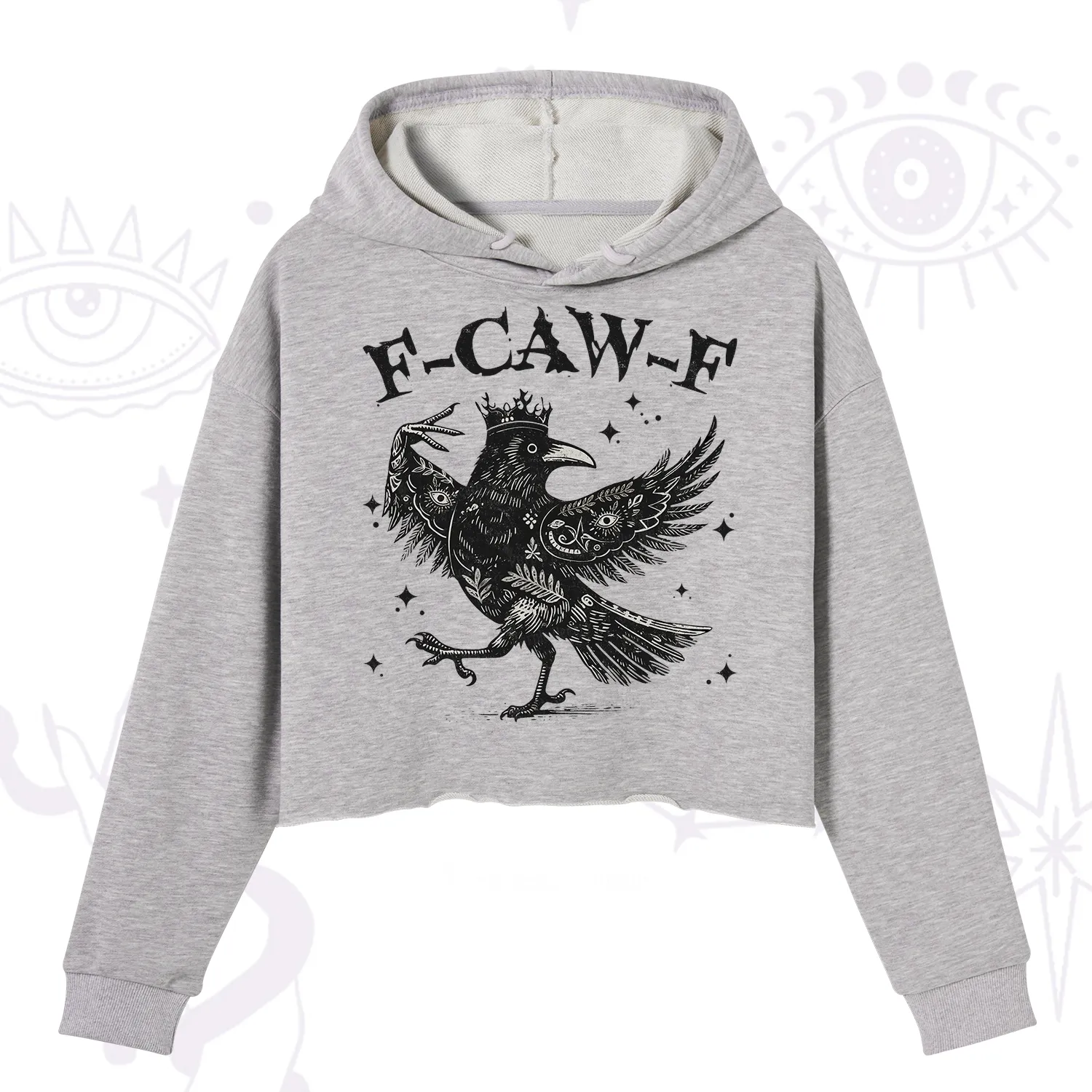 Purplehecate F-caw-f Funny Crow Crop Hoodie
