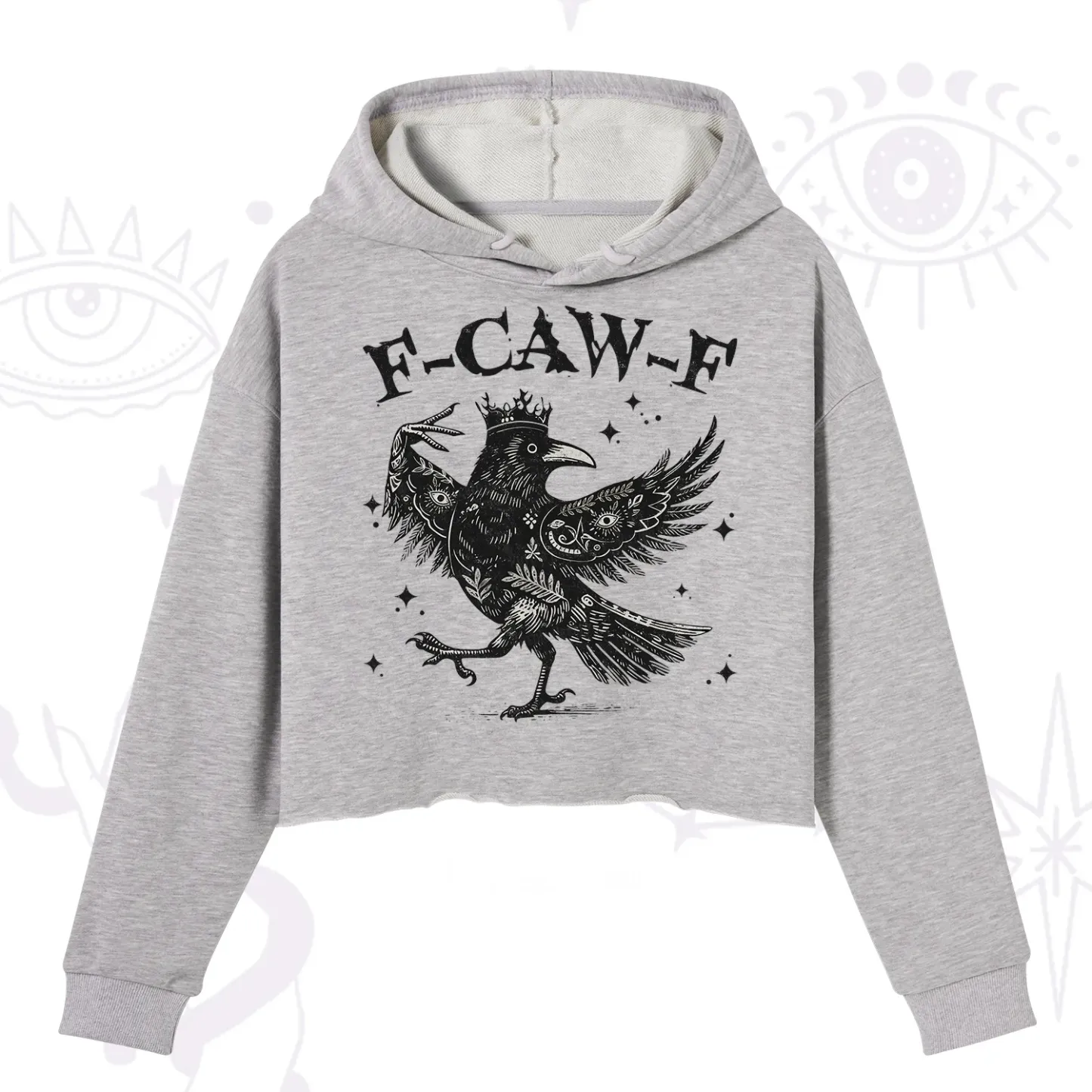 Purplehecate F-caw-f Funny Crow Crop Hoodie