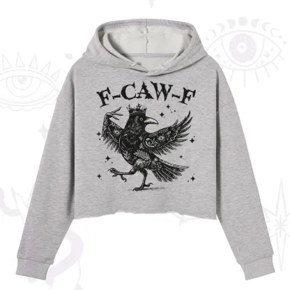 Purplehecate F-caw-f Funny Crow Crop Hoodie