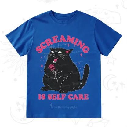 Purplehecate Funny Cat Screaming Is Self Care T-Shirt