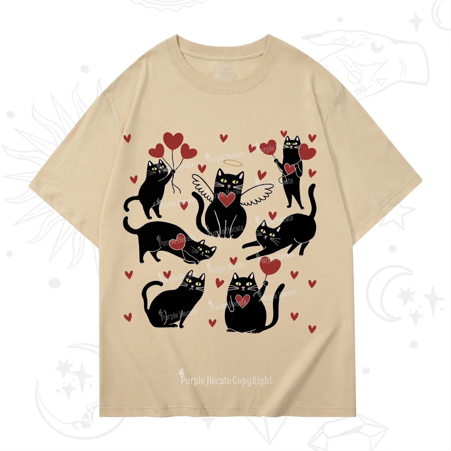 Purplehecate Meowy Valentine's Romantic Cat Valentine T-Shirt