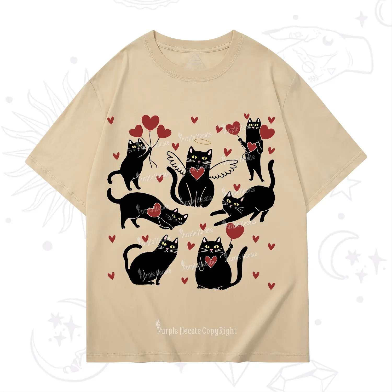 Purplehecate Meowy Valentine's Romantic Cat Valentine T-Shirt