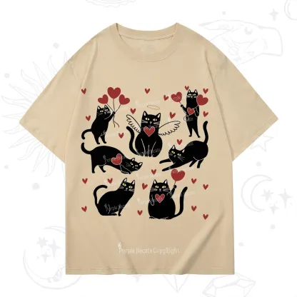 Purplehecate Meowy Valentine's Romantic Cat Valentine T-Shirt