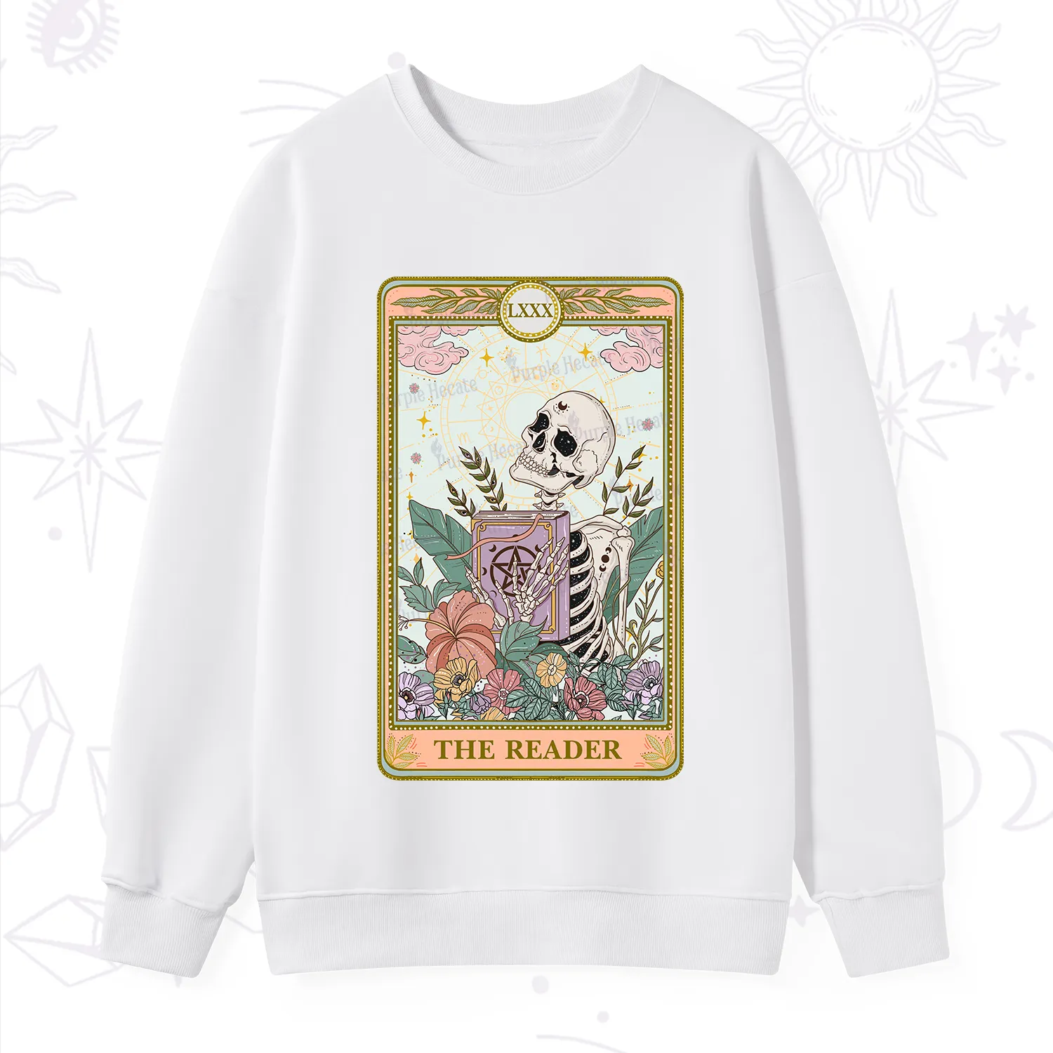 Purplehecate The Reader Occult Tarot Skeleton Sweatshirt