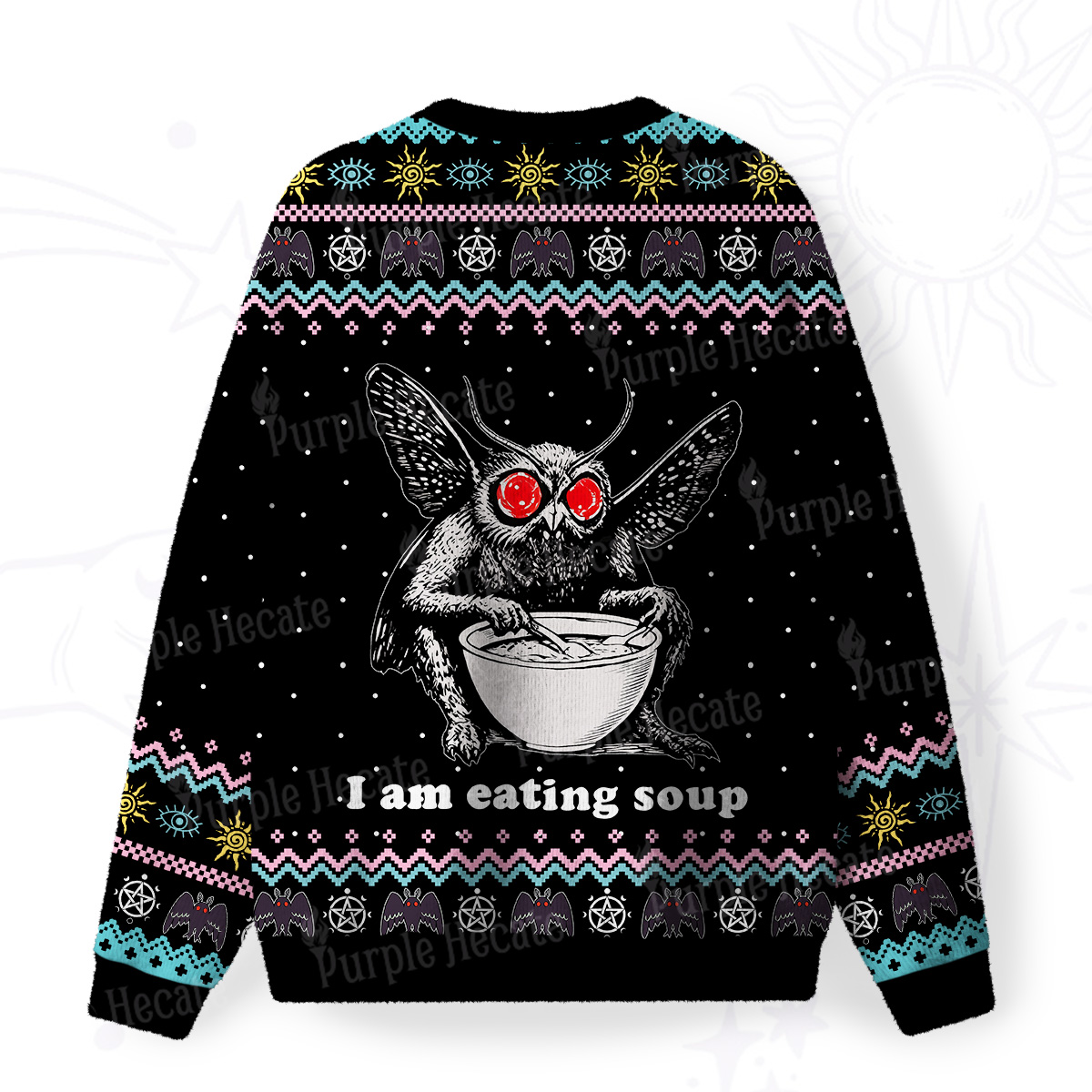 Purplehecate Mothman Eating Soup Fuzzy Ugly Sweatshirt
