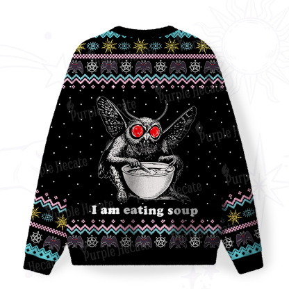 Purplehecate Mothman Eating Soup Fuzzy Ugly Sweatshirt