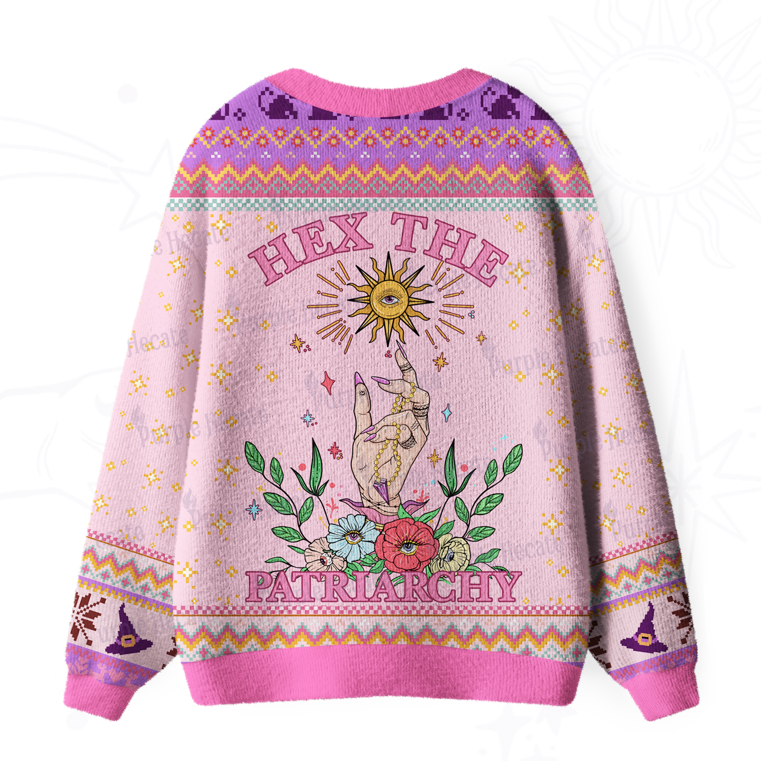 Purplehecate Hex The Patriarchy Witchy Ugly Cardigan Sweaters