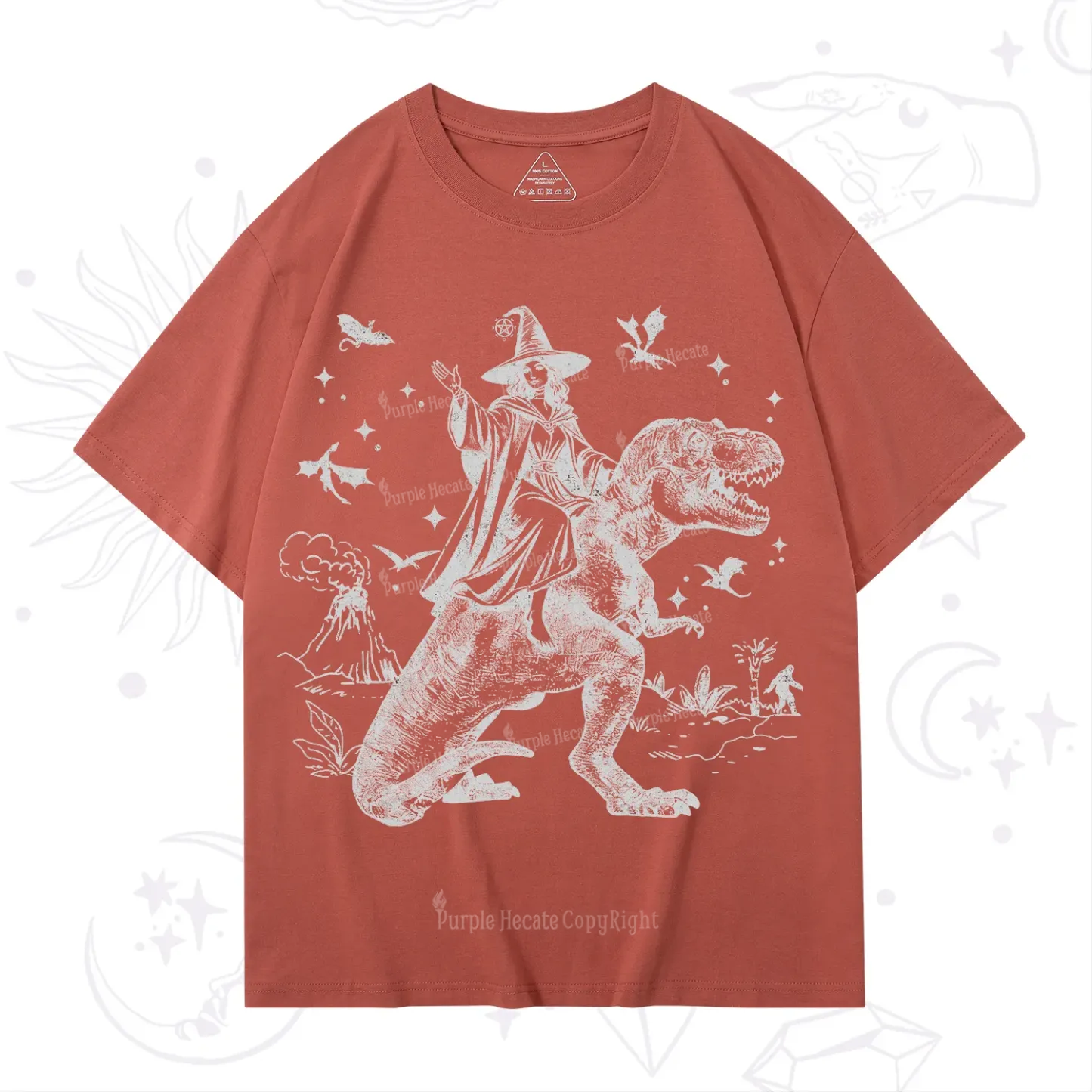 Purplehecate Witch Riding Dino T-Shirt