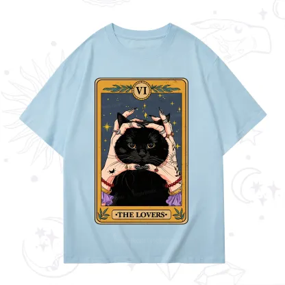 Purplehecate Black Cat The Lovers Tarot Card T-Shirt