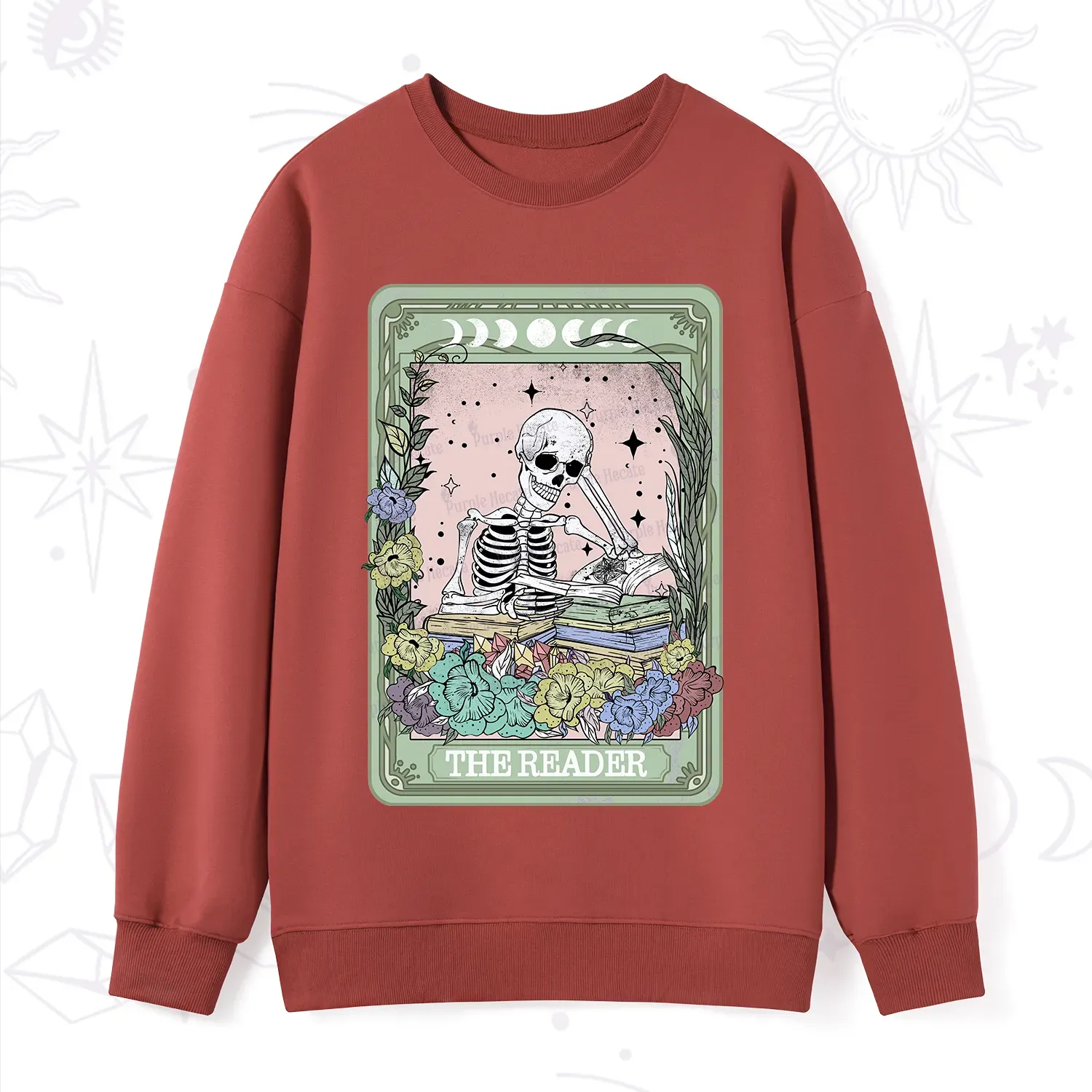 Purplehecate The Reader Bookworm Tarot Skeleton Sweatshirt