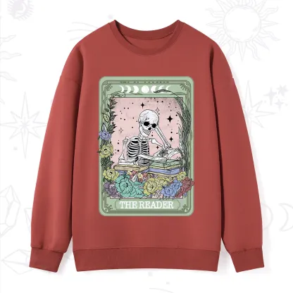 Purplehecate The Reader Bookworm Tarot Skeleton Sweatshirt