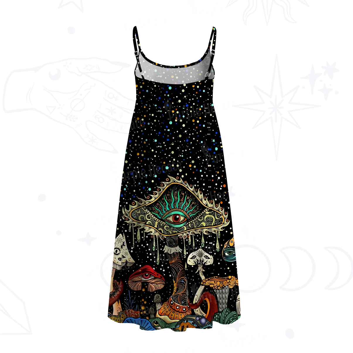 Purplehecate The Eyes of Nature Spaghetti Strap Midi Dress