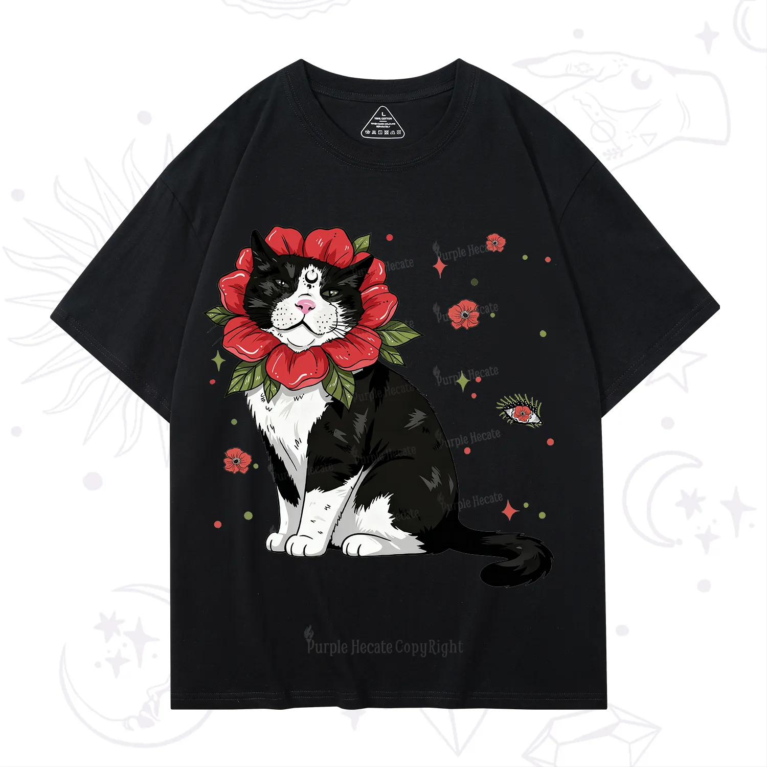 Purplehecate Cat in Flower Crown T-Shirt