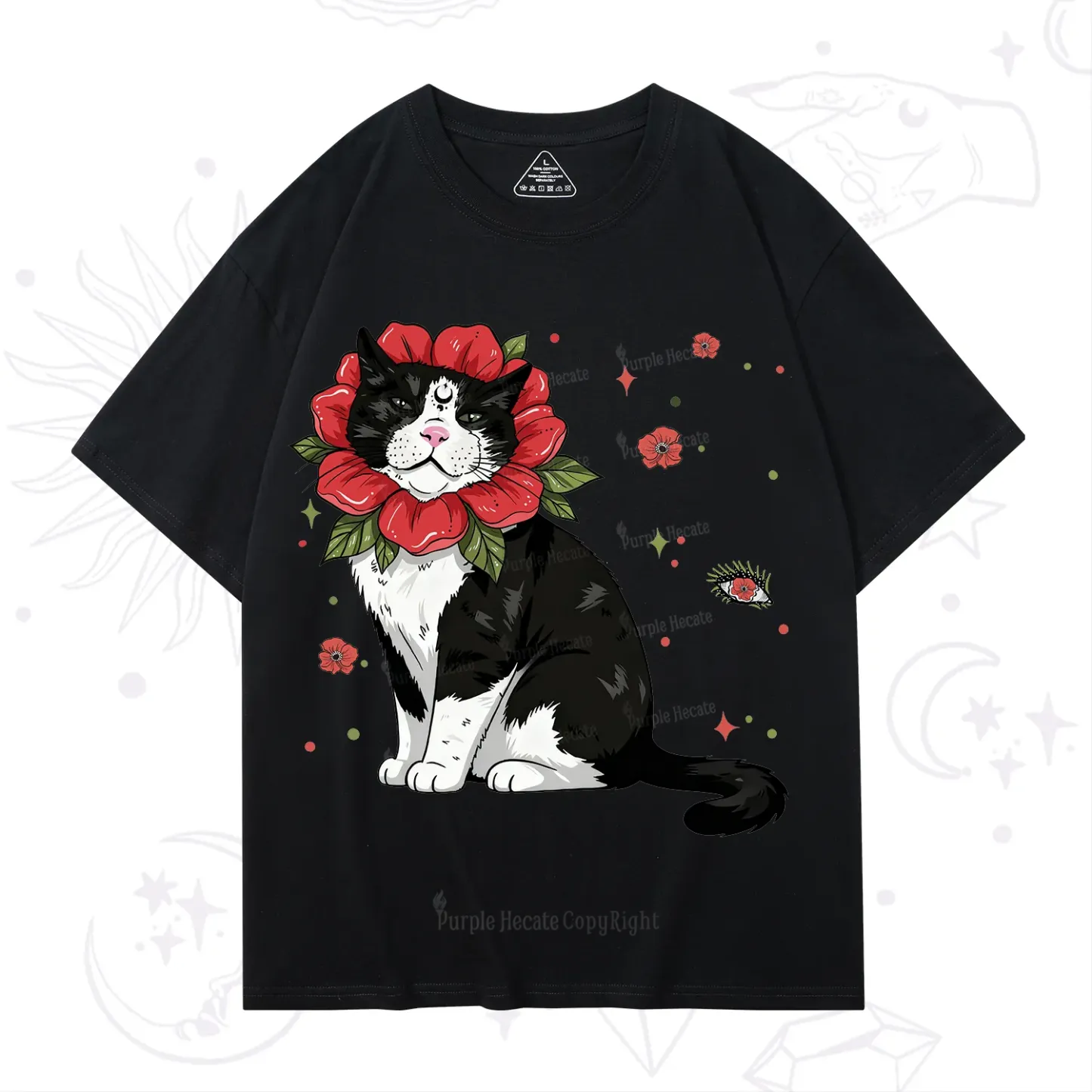 Purplehecate Cat in Flower Crown T-Shirt