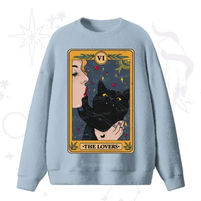 Purplehecate The Lovers Cat Tarot Fuzzy Ugly Sweater