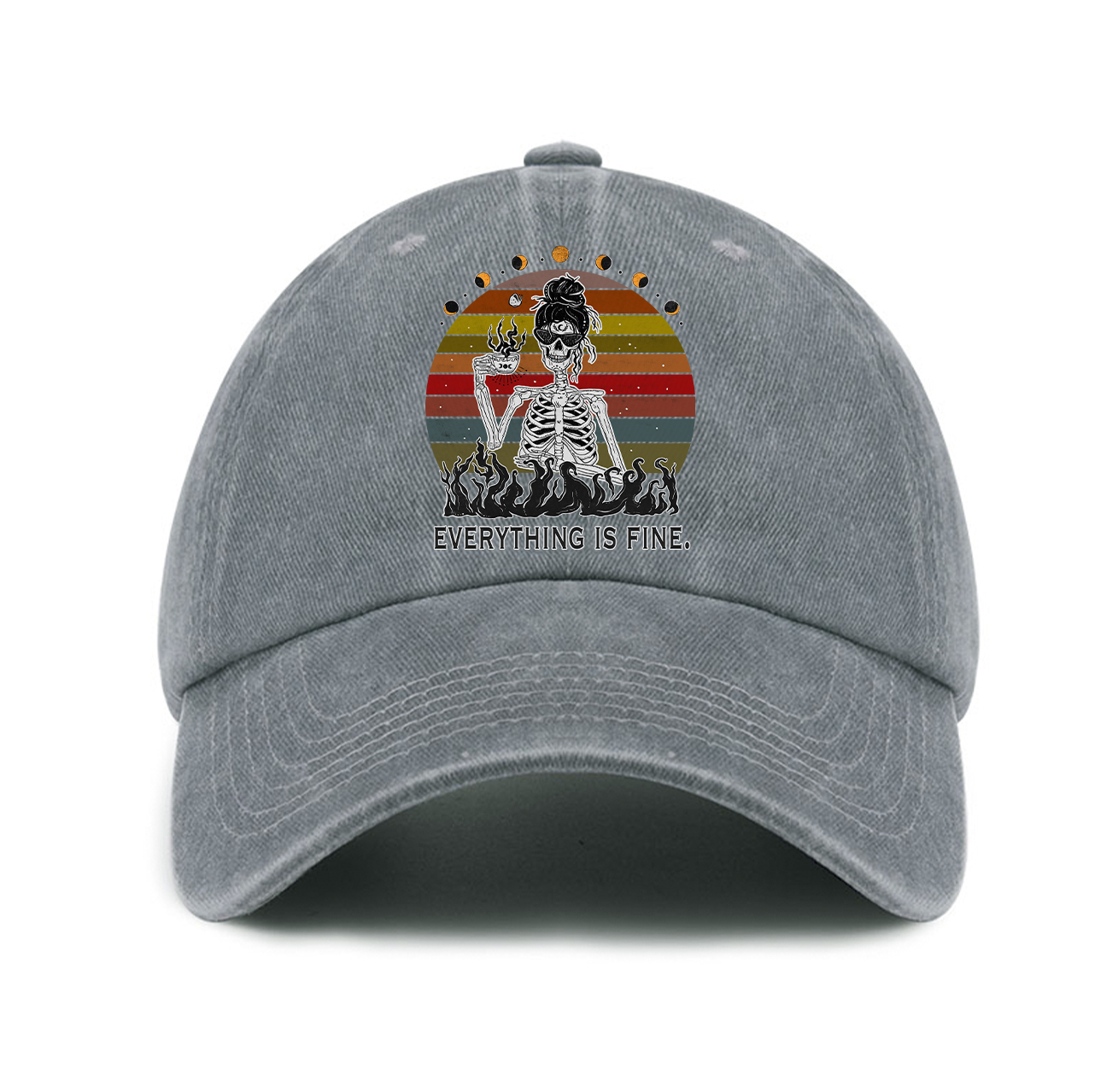 Purplehecate Everything Is Fine Skeleton Baseball Cap