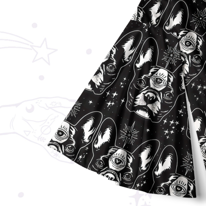 Purplehecate Mystic Boston Terrier Bell Sleeve Dress