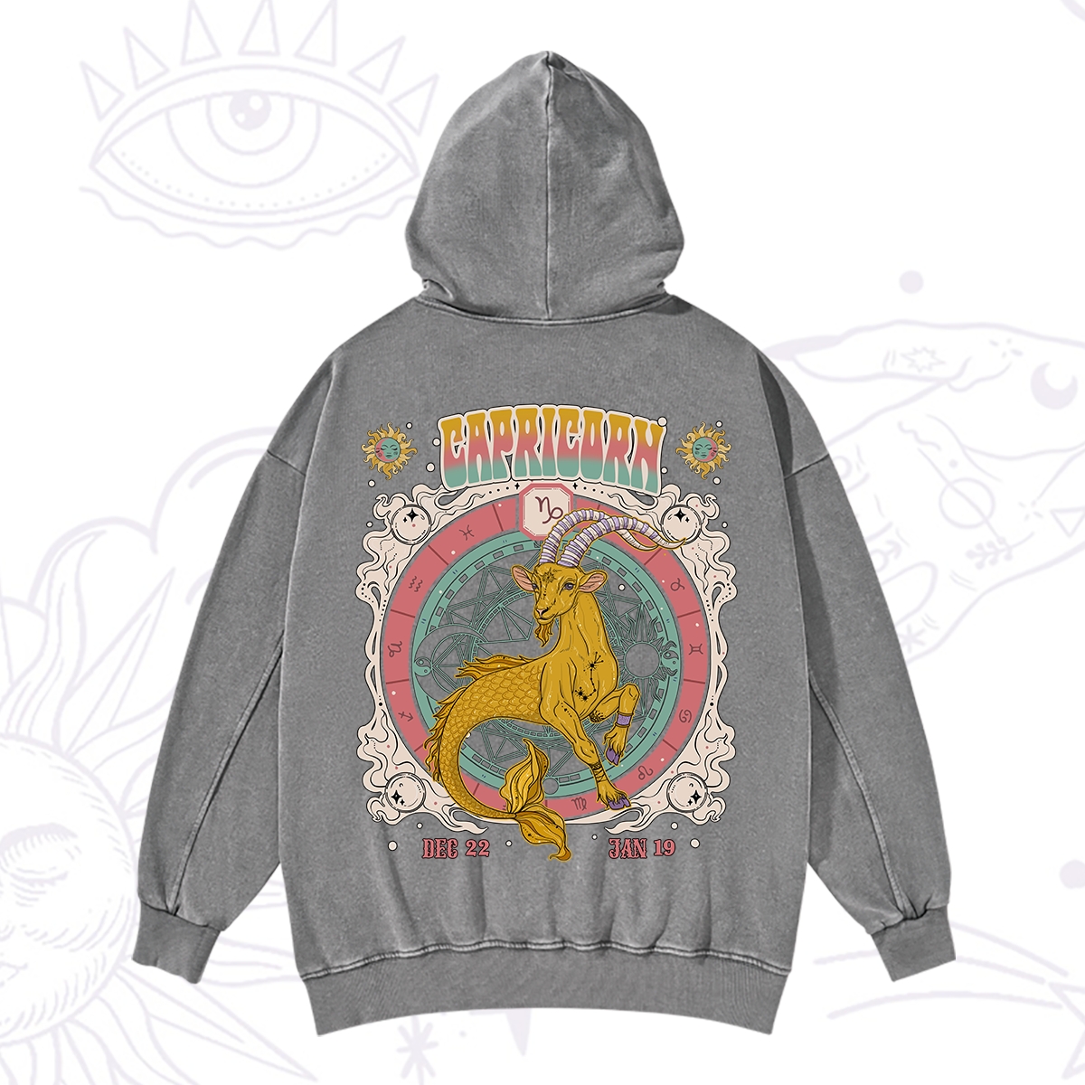 Purplehecate Capricorn Cosmic Zodiac Washed Hoodie