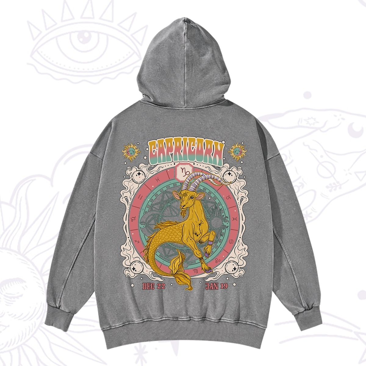 Purplehecate Capricorn Cosmic Zodiac Washed Hoodie
